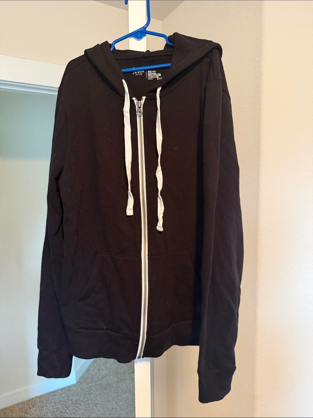 flirtitude Black Zip-Up Hoodie with White Drawstrings